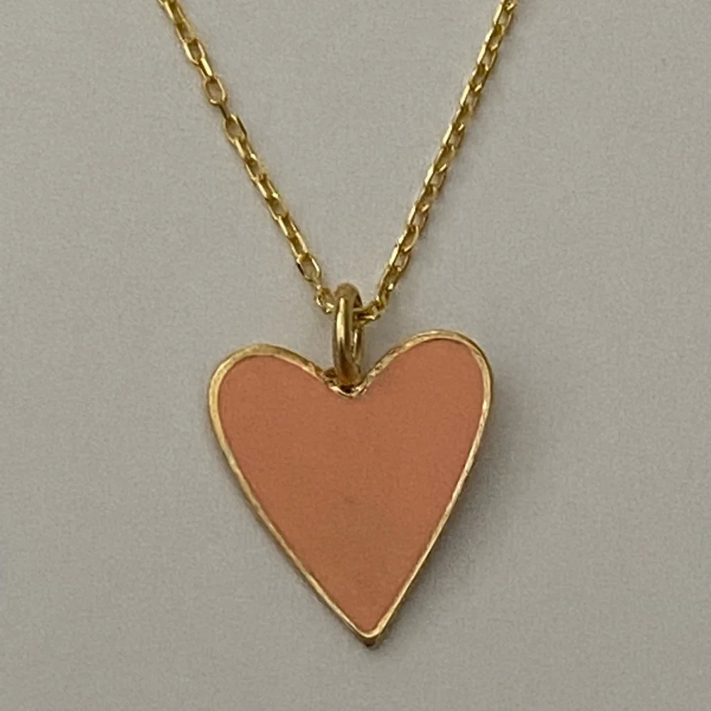 925 Silver peach heart love necklace 18K yellow gold plated